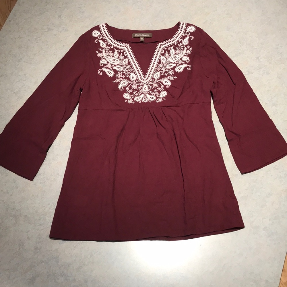 Tommy Bahama maroon gauze top.  Sz XS